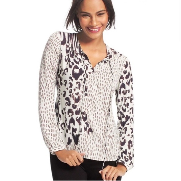 CAbi Tops - CABI Sheer Animal Print Overlap Pullover Top⬇️⬇️⬇️